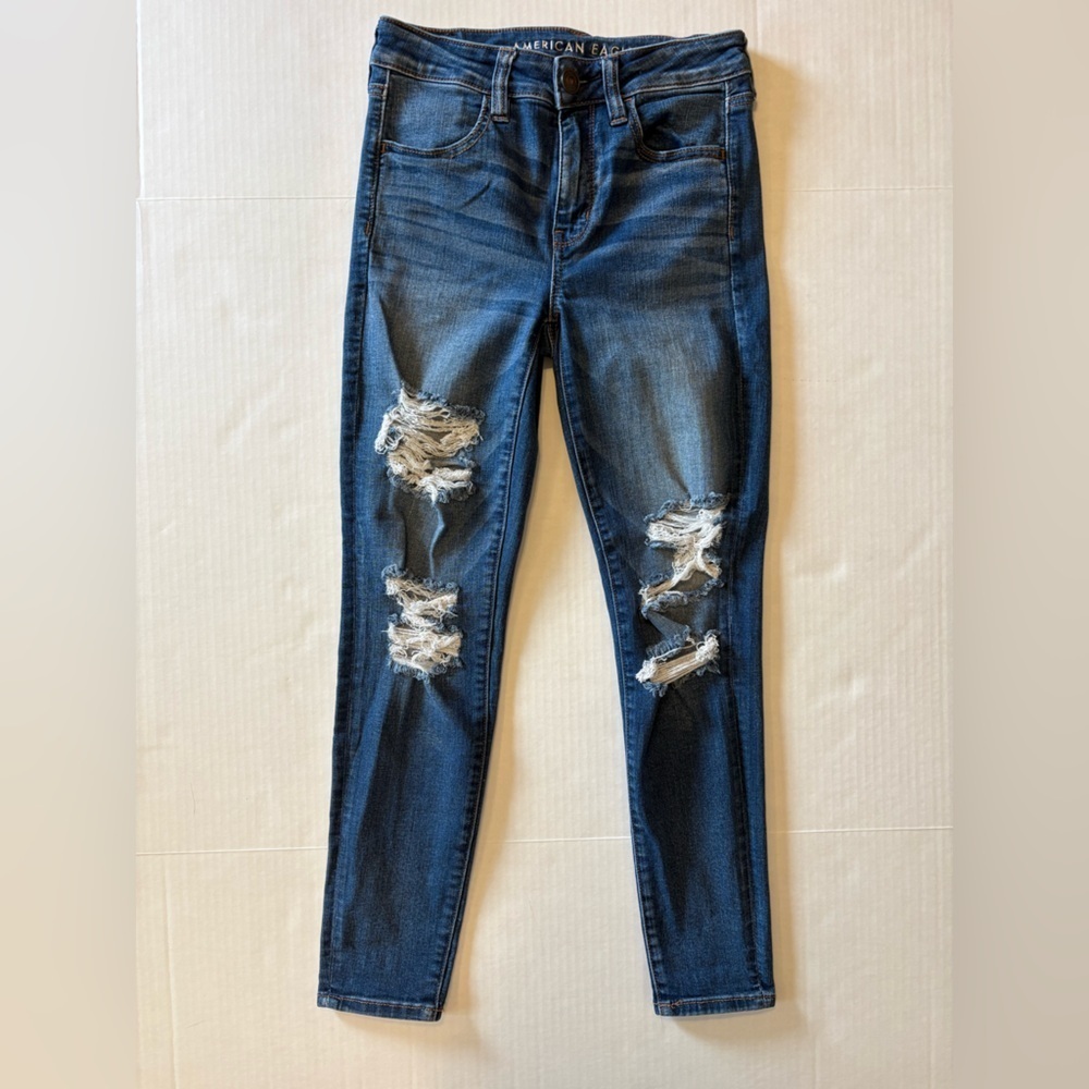 American Eagle Next Level Stretch Hi-Rise distressed jean jegging size 4 Short